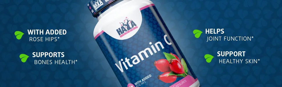 Haya Labs Vitamin C with rose hips 500 mg 100 capsules 100 g - image3