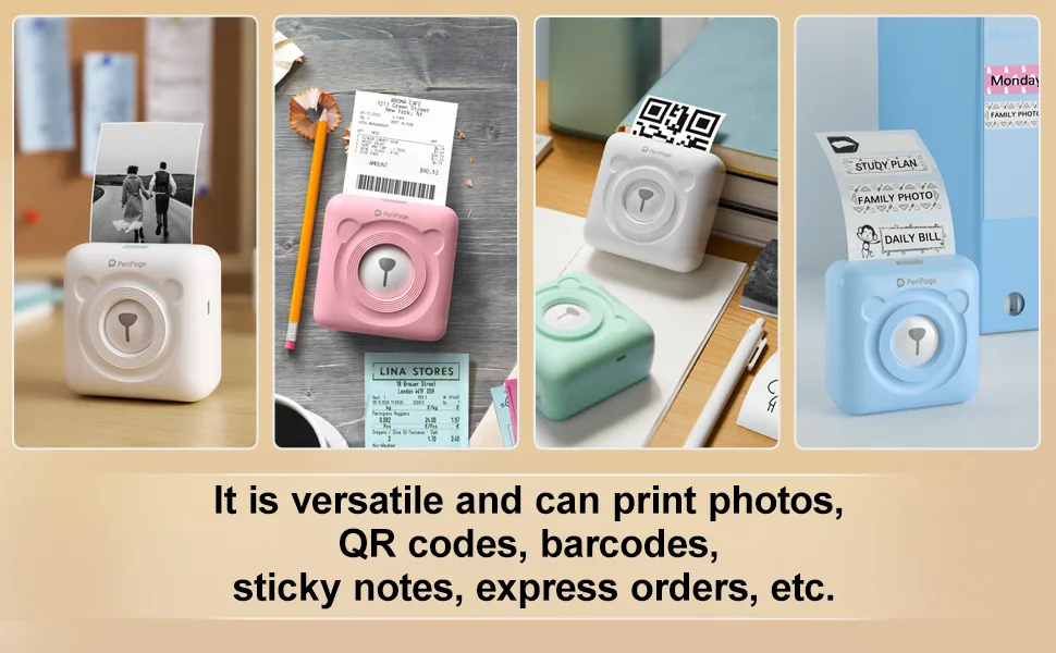PeriPage A6 Mini Bluetooth Portable Thermal Printer - White - A6 4