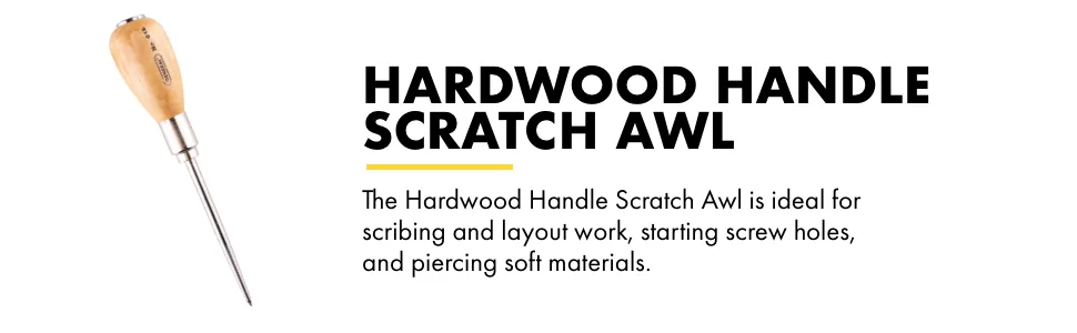 General Tools Scratch Awl Tool with Hardwood Handle - Scribe  Layout Work  & Piercing Wood - Alloy Steel Blade 1 Steel - scratch awl, scribe awl, scribe, art tool, crafts tool, punching tool, sewing tool