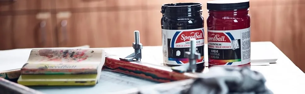 Speedball Acrylic Screen Printing Ink  8-Ounce  Black - screen printing ink, speedball, squeegee, screen, printmaking
