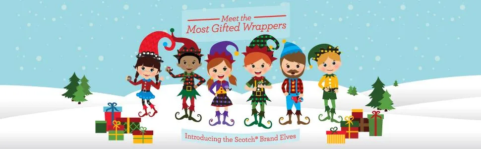Scotch Magic Tape  3 Rolls  Great for Gift Wrapping  Numerous Applications  Invisible  Engineered for Repairing  3/4 x 300 Inches (3105) - Meet the Most Gifted Wrappers, Introducing the Scotch Brand Elves