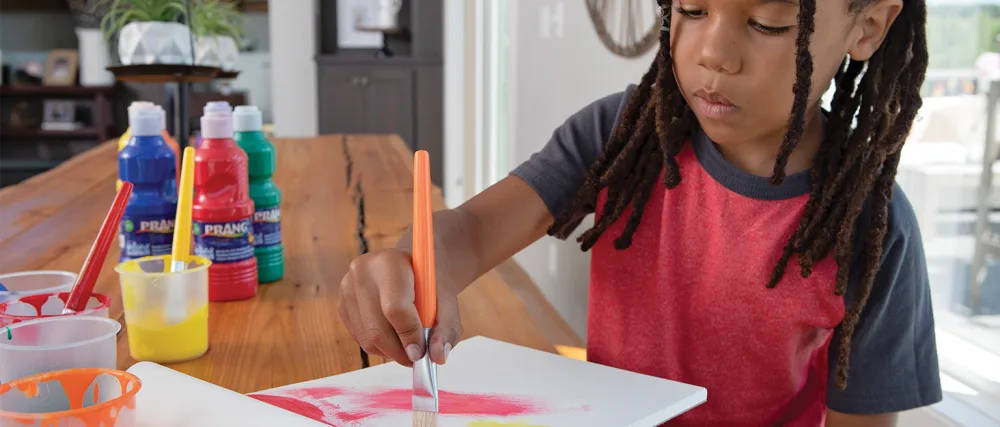 Prang (Formerly SunWorks) Construction Paper  Orange  9 x 12  50 Sheets - Child using Prang paint