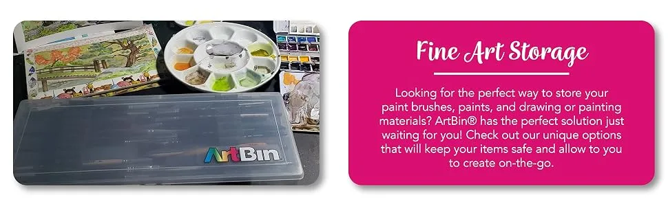 ArtBin KW903 Brush Box with Foam Inserts  Fine Art Portable Paint Brush Organizer  Clear - Fine Art Storage
