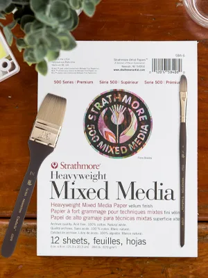 Princeton Umbria Short Handle Synthetic Paint Brush for Watercolor  Acrylic and Oil  Series 6250  Dagger Striper  6 - Brush with Mixed Media Pad