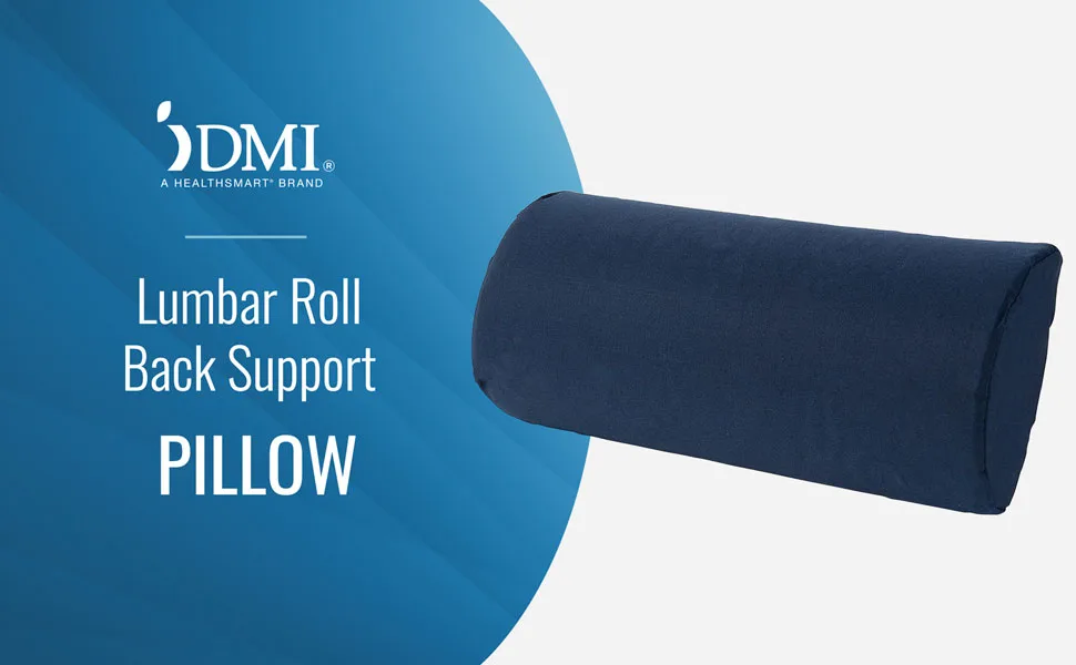 DMI Lumbar Roll Back Support Cushion Pillow  Half-Moon Size  Navy - Lumbar Roll Back Support Pillow