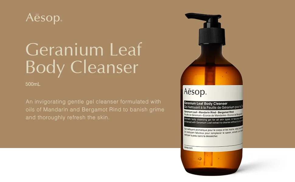 Aesop Geranium Leaf Body Cleanser | 500mL/16.9 fl oz | Paraben  Cruelty-free & Vegan - Aesop Geranium Leaf Body Cleanser