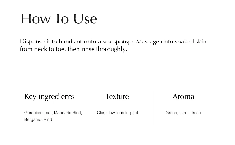 Aesop Geranium Leaf Body Cleanser | 500mL/16.9 fl oz | Paraben  Cruelty-free & Vegan - How to use