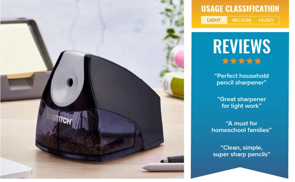 Bostitch Personal Electric Pencil Sharpener  Powerful Stall-Free Motor  High Capacity Shavings Tray  Black (EPS4-BLACK) - image