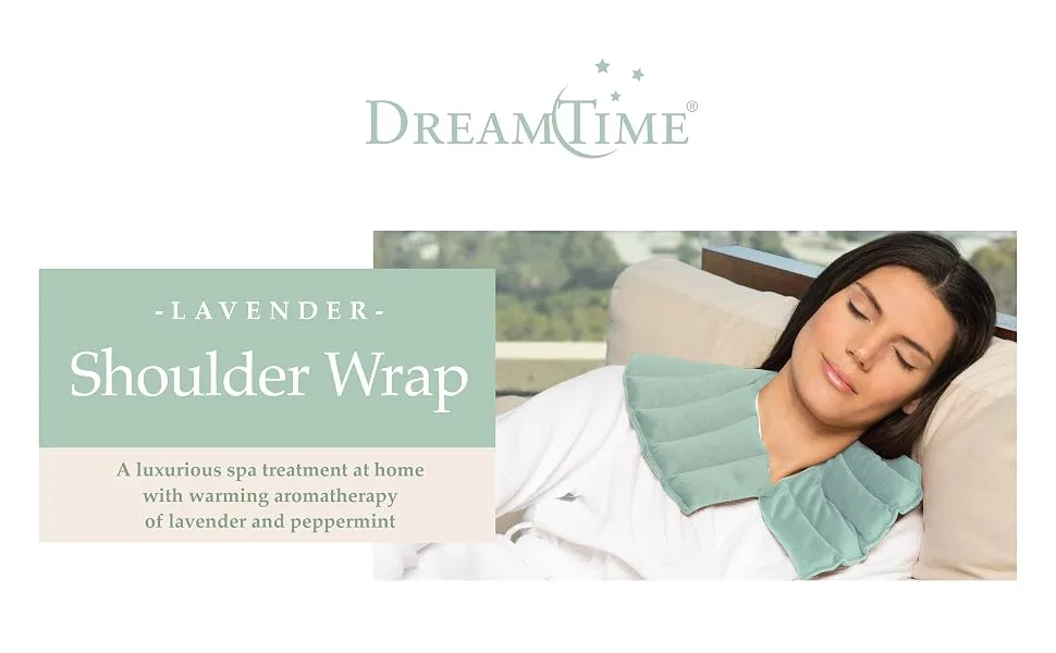 DreamTime Spa Comforts Microwaveable Shoulder Wrap with Aromatherapy  Neck Shoulder Relaxer  Hot or Cold Neck Wrap Lavender and Peppermint Herbal Stress Relief  Green - Shoulder Wrap