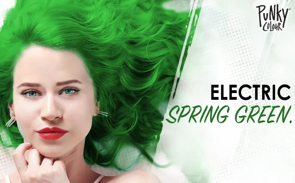 Punky Spring Green Semi Permanent Conditioning Hair Color  Non-Damaging Hair Dye  Vegan  PPD and Paraben Free  Transforms to Vibrant Hair Color  Easy To Use and Apply Hair Tint  lasts up to 35 washes  3.5oz Spring Green ... - Punky Colour Semi-Permanent Conditioning Hair Color - Spring Green, 3.5oz