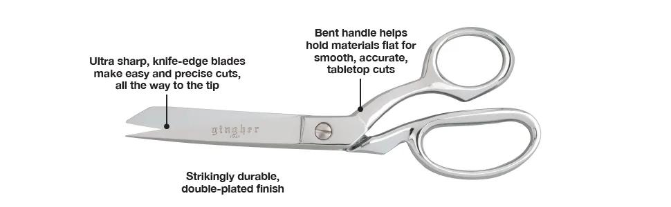 Gingher Dressmaker's Fabric Scissors - 8 Stainless Steel Shears - Sharp Knife Edge Fabric Scissors with Protective Sheath Edge Dressmaker's Shears - Ginghe Scissors