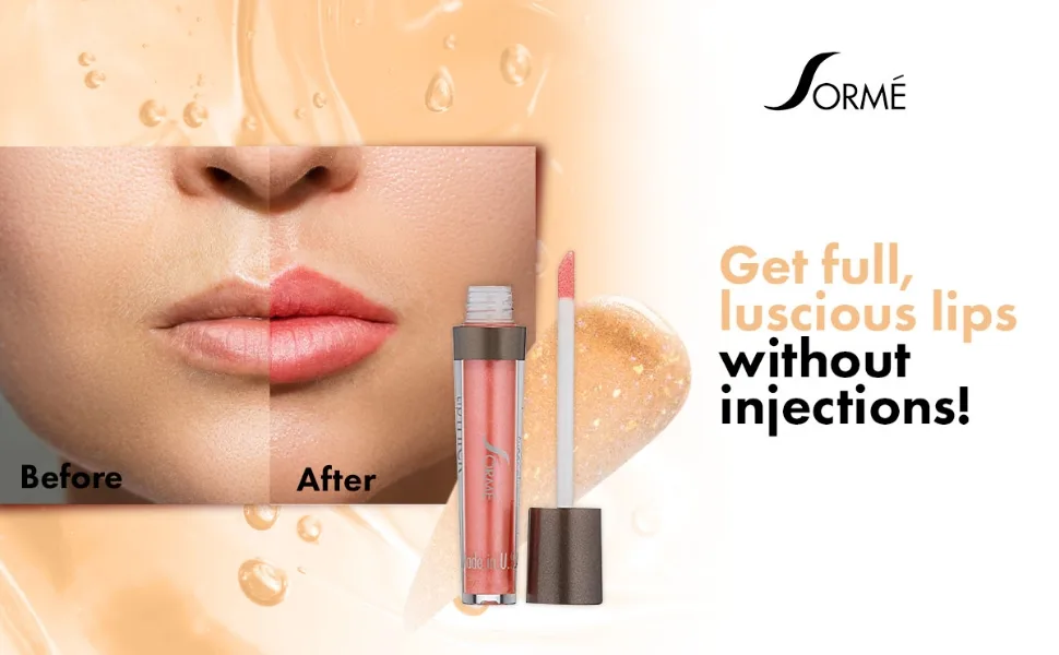 SORME Treatment Cosmetics Lipthick Lipgloss | Lip plumping Gloss for Shiny and Fuller Looking Lips Demure - Banner 1