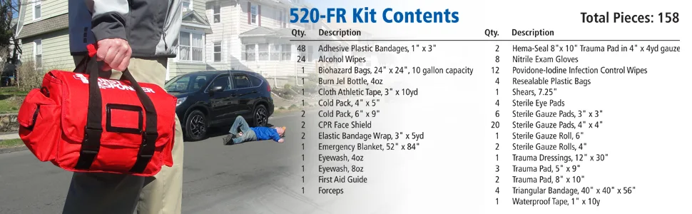 First Aid Only 158 Piece First Aid Emergency Kit (520-FR) - kit contents
