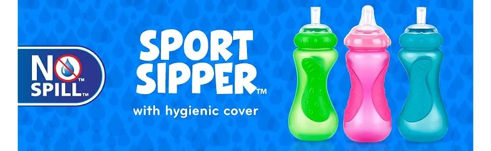 Nuby Plastic No-Spill Sport Sipper  10 Ounce Colors May Vary Multicolor - product information 1