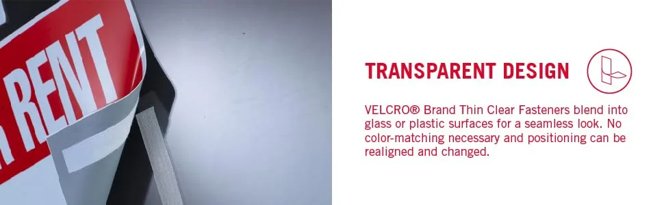 VELCRO Brand Thin Clear Tape | 15 Ft x    | Cut Strips to Length | Home Office or Crafts Fastening Solution | Large Roll  91325 - thin clear fasteners, velcro fasteners, low profile fasteners, transparent fasteners