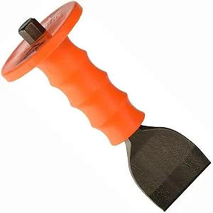 Mayhew Select 35705 2-1/4-by-7-3/4-Inch Handguarded Mason Chisel   Black 2-1/4-by-7-3/4 Handguard - tile chisel, rock chisel, concrete chisel, stone chisel, masonry chisel, made in USA, chipping tool