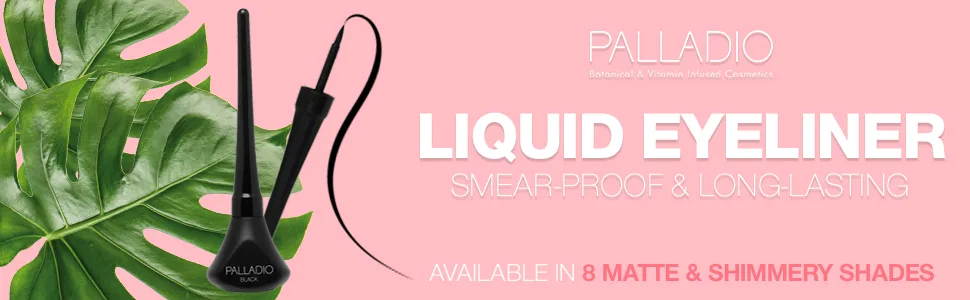 Palladio Liquid Eyeliner  Highly Pigmented and Waterproof Eyeliner  For Intense Eye Definition  Smear-proof Eyeliner Liquid  Includes Easy Grip Wand and Felt Tip Eyeliner Applicator  Midnight - palladio makeup foundation eyeliner mascara eye shadow long lasting longlasting eye liner