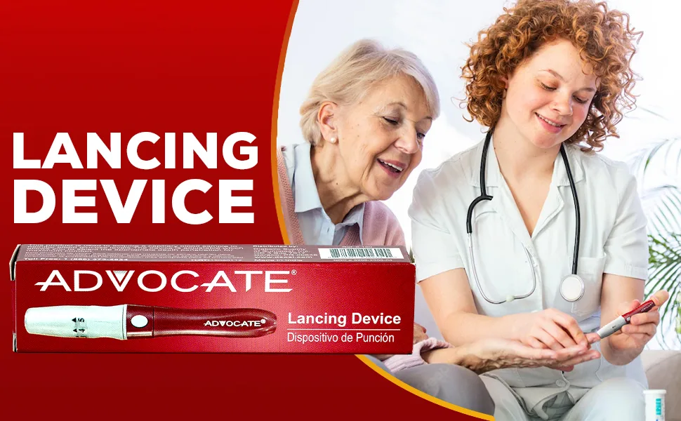 Advocate Lancing Device with Less Pain Design  Blood Sample Pen for Diabetes Testing  Adjustable for Minimizing Pain and Discomfort in Blood Glucose Testing - 970:600 lancing device