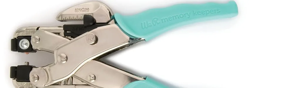 We R Memory Keepers- Crop-A-Dile for Eyelets | Blue Comfort Handle - close up