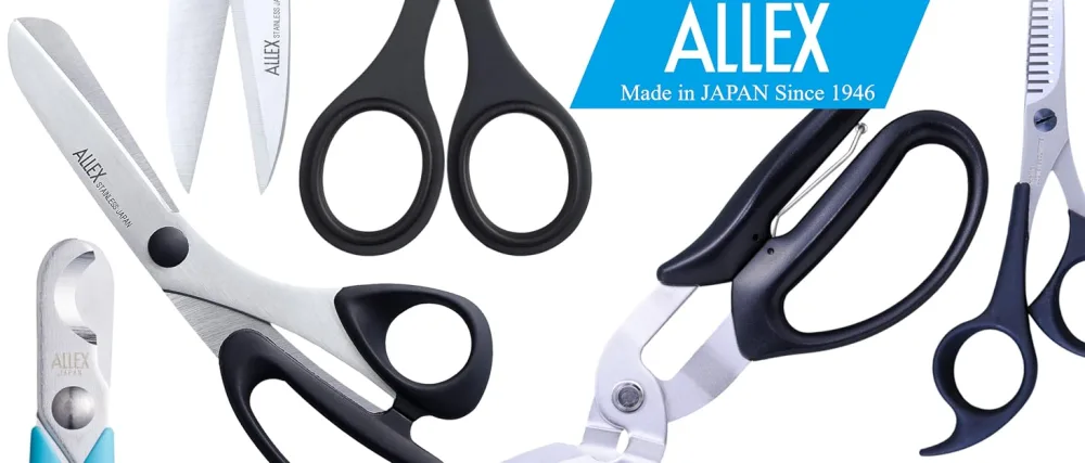 ALLEX Black Scissors All Purpose Sharp Japanese Stainless Steel Blade  Non-Sticking Fluorine Coating Blade for Adhesive Tape  Made in JAPAN - allex