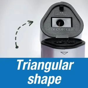 Faber-Castell Grip Trio Pencil Sharpener - Grey  3-in-1 Artist Pencil Sharpener  Manual Handheld Sharpener for Colored Pencil  Jumbo and Graphite Pencils - Pencil Sharpener, Kids Sharpener, drawing, colored pencils, sketching, graphite pencils