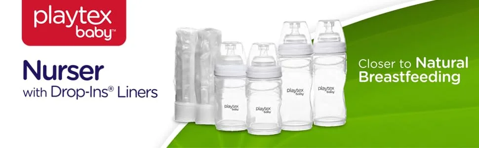 Playtex Baby Nurser Bottle Gift Set  with Pre-Sterilized Disposable Drop-Ins Liners  Closer to Breastfeeding - playtex baby bottle nurser liners anti colic tommee tippee nuk avent breastfeeding