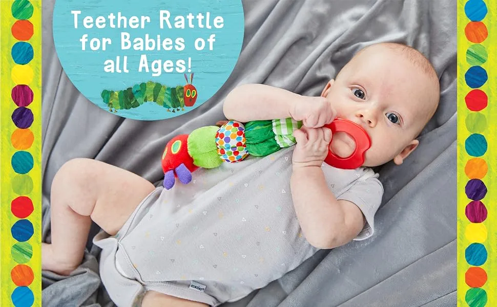 Teether Rattle  World of Eric Carle The Very Hungry Caterpillar Teething Toy for Babies - Teether Rattle for Babies of All Ages!