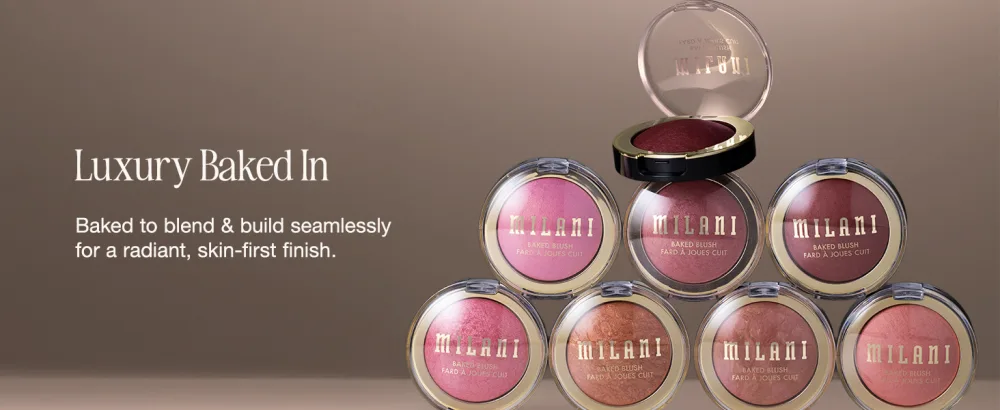 Milani Baked Blush Updated Powder Blush for Cheeks contour & Highlight Face for a Shimmery or Matte Finish - Luminoso - Luxury Baked In