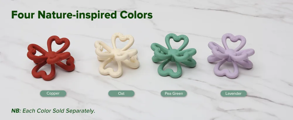 Haakaa Silicone Clover Teether Silicone Teething Toys for Babies Soft & Easy Hold Chew Toy for Infant BPA Free - Copper - product information 5
