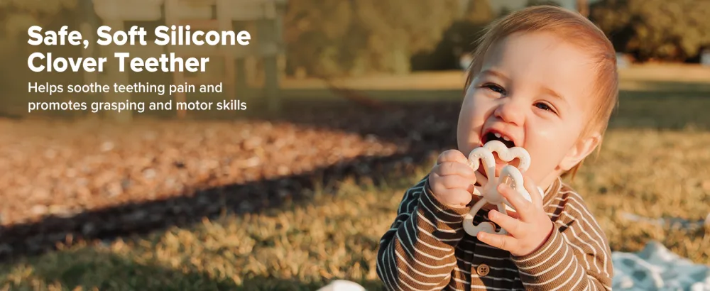 Haakaa Silicone Clover Teether Silicone Teething Toys for Babies Soft & Easy Hold Chew Toy for Infant BPA Free - Copper - teether