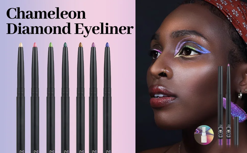  Erinde Erinde Metallic Chameleon Blue Glitter Eyeliner Pencil Multicolor Eye Stick Long-Lasting Sparkling Eyeliner - Eyeliner