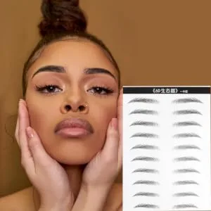  VINTORKY 2 Pairs Simulation Eyebrow Stick On Eyebrow Stencil Beauty Eyebrow Stickers Hair-Eyebrow False Eyebrow Sticker 3D Waterproof - product information 1