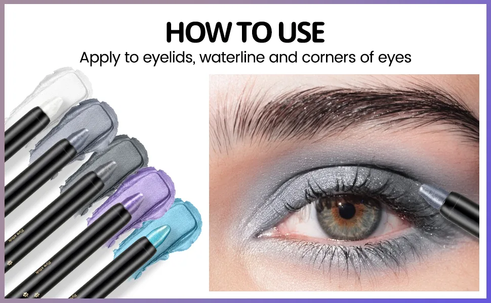  Erinde Erinde Green Glitter Eyeshadow Pencil Waterproof Long Lasting Pearly Cream Pencil High Shiny Metallic Eye Pigment - Eyeshadow Stick