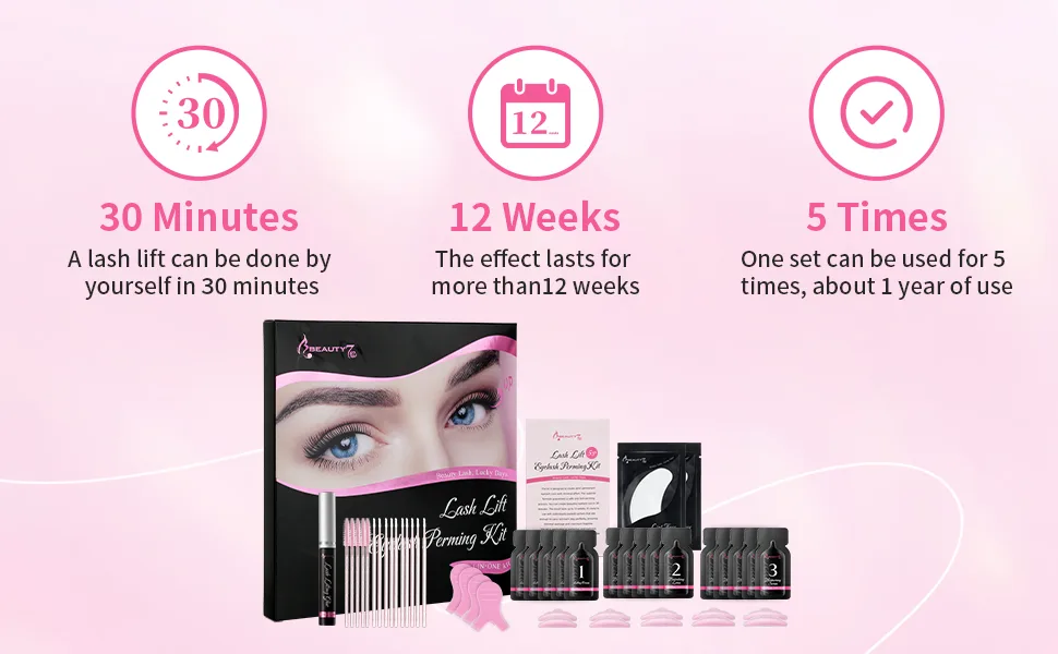  Beauty7 Beauty7 5-Piece Eyelash Extension Lifting Kit - Lifting Gel - Eyebrow Kit - Kit de levage de lash