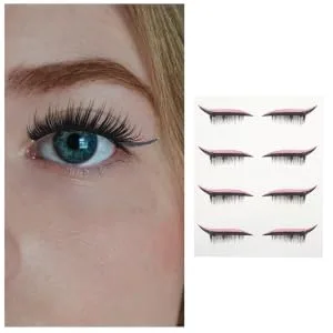  VINTORKY 4 Pairs False Eyelashes Eye Makeup Sticker Glitter Eyeliner Stickers Halloween Pencil Eyeliner Eyeshadow Waterproof Eyeliner Dense Sticker - product information 4
