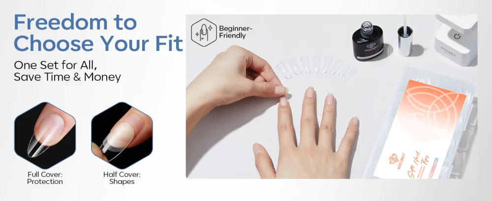  Modelones Modelones 360-Piece False Nail Set - Full Cover - Soft Gel - PMMA Resin - Glue-On - DIY - Size XS - Almond - aplus content image