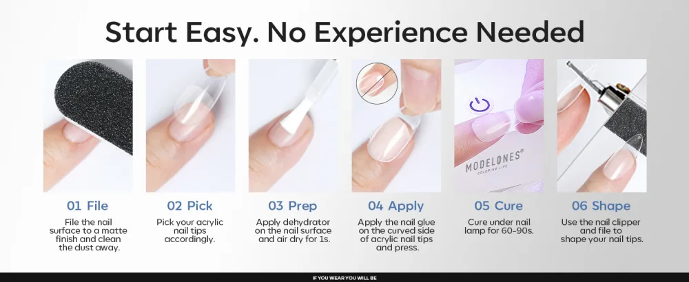  Modelones Modelones 360-Piece False Nail Set - Full Cover - Soft Gel - PMMA Resin - Glue-On - DIY - Size XS - Almond - aplus content image