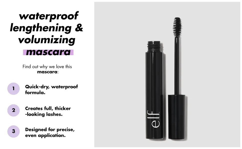 e.l.f. Waterproof Lengthening and Volumizing Mascara  Black  0.3 Fl Oz - product information 15