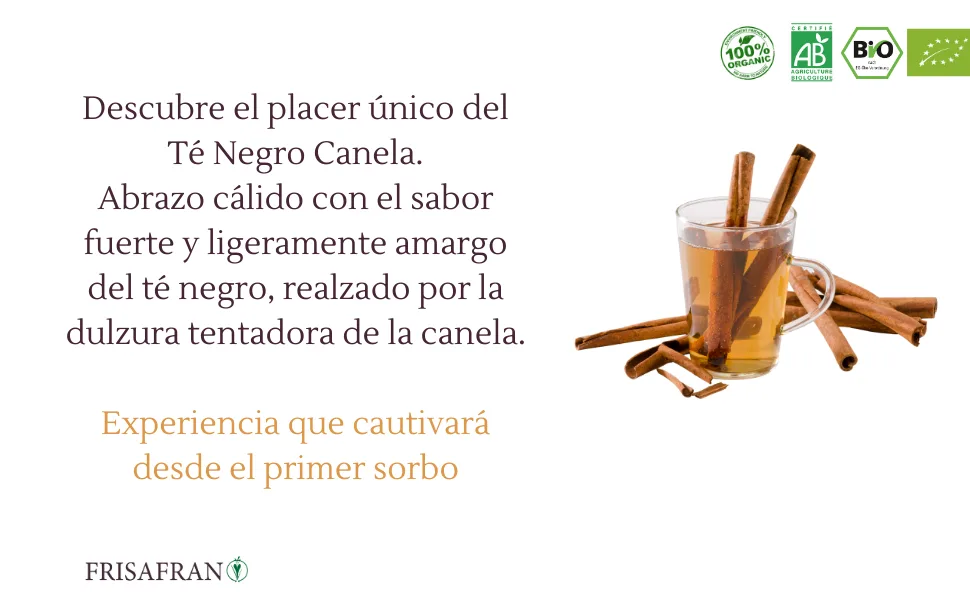  FRISAFRAN FRISAFRAN | Organic Pyramid Cinnamon Black Tea 30 units | 60g | Black Tea | Black Tea Bags | Natural Antioxidant & Energizer | Decaffeinated Tea | Cinnamon Tea | No Additives - Cannelle 2