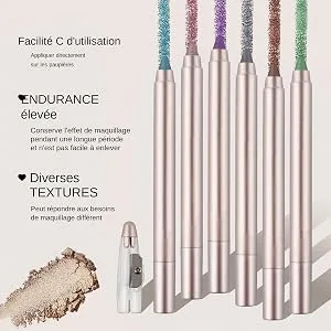  Teksome Shimmer Eyeshadow Stick Cream Eyeshadow Stick | Long Lasting Shimmer Cream Eyeshadow Pen | Cream Eyeshadow Sticks Stick - Caractéristique scintillante