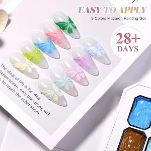  Teksome Solid Gel | 9 Color Gel Palette 3D Stackable Glue Paint for French Tips and Home Manicures - Cadeau Polyvalent