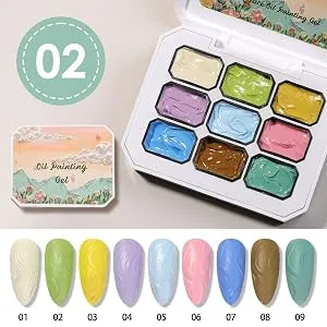  Teksome Solid Gel | 9 Color Gel Palette 3D Stackable Glue Paint for French Tips and Home Manicures - Précision Modelage 3D