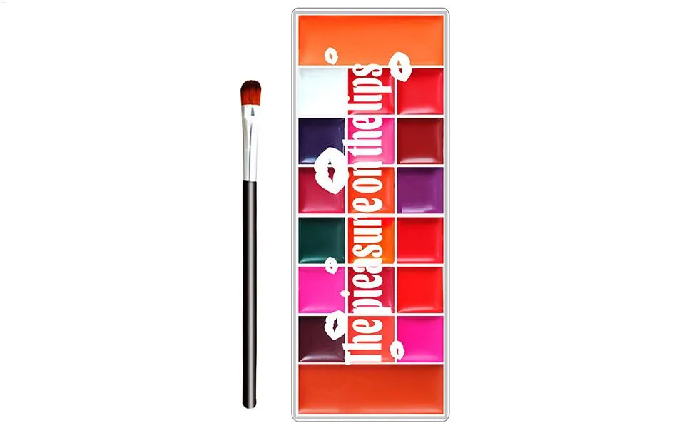  Stronrive Matte Lip Gloss - 20 Shades Eyeshadow Palette Sweat-Resistant Smudge-Proof Tinted Blush for Evening Wedding Date - Palette de Lèvres