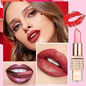  Teksome Pearlescent Lipstick - Non-Sticky Lipstick - Waterproof Durable Lip Make-Up for Wedding Teens and Everyday - Gloss métallique aérien