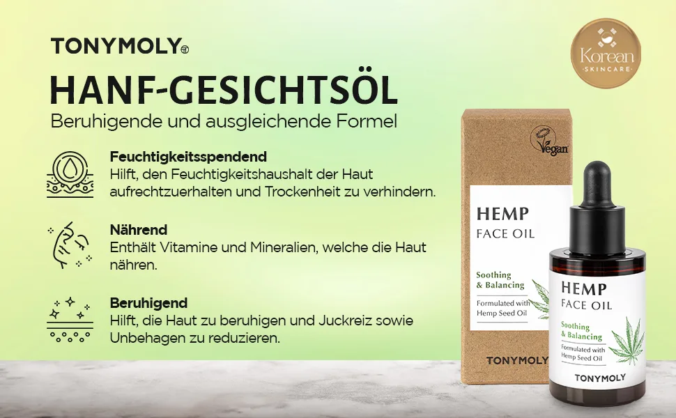  TONYMOLY TONYMOLY Hemp Face Oil 30 ml - Huile pour le visage