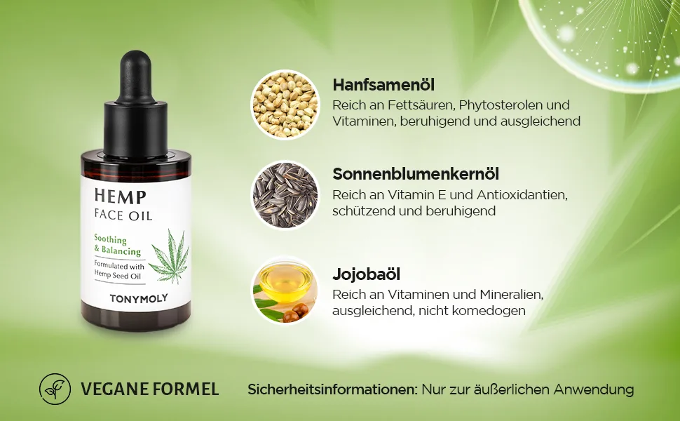  TONYMOLY TONYMOLY Hemp Face Oil 30 ml - Huile pour le visage