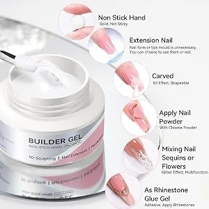  G n rique Non-Stick Nail Extension Gel Solid Paperless and Hand-Squeezable Formula with Fast Curing and Phototherapy | Smudge-Proof Bubble-Free Perfect Coverage Gel - Création Moderne
