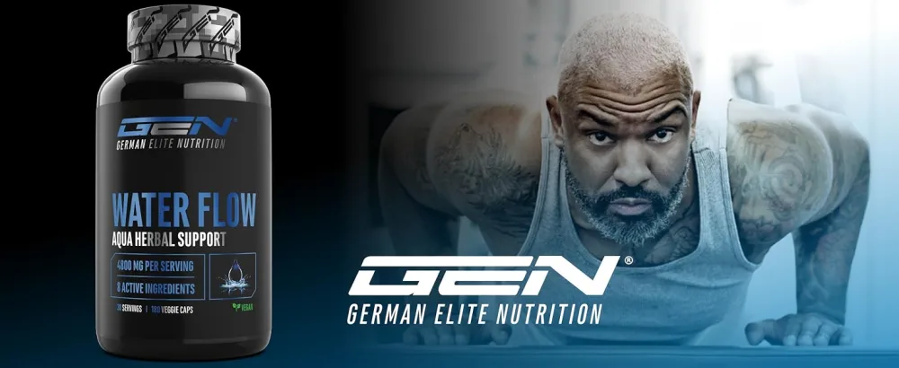  GEN GERMAN ELITE NUTRITION Water Flow Complex - 180 capsules - With nettle dandelion green tea artichoke and cranberry - Tablet-free plant-based formula - aplus content image
