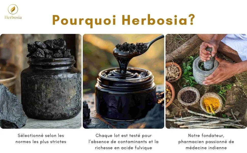  HERBOSIA HERBOSIA Natural Himalayan Shilajit 50g Pure Authentic Resin | 71% Fulvic Acids + Essential Minerals | Tested Quality - aplus content image