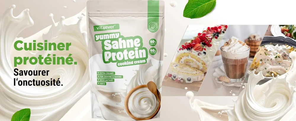  Vit4ever Yummy Protein Cream - 450g - High protein ingredient for cooking and baking made from whey protein - no added sugars and lower in fat than cream - aplus content image